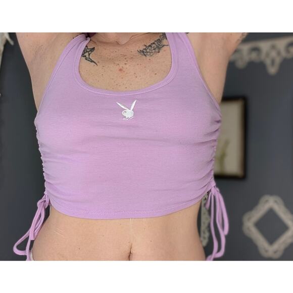 Pink Playboy Scrunch Side Crop Top - Picture 5 of 10